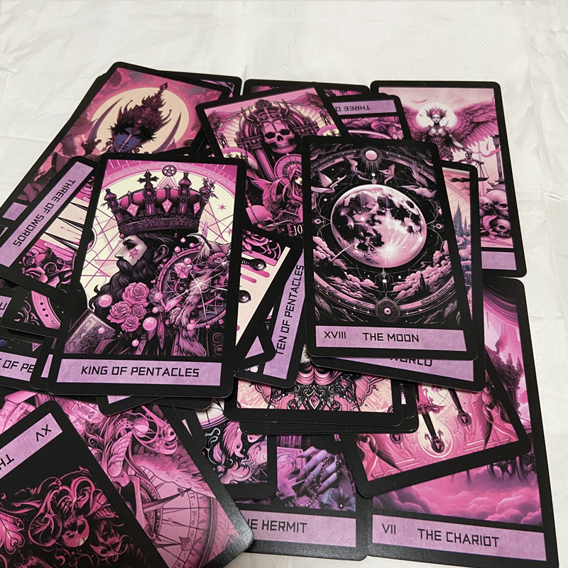 Pink Gothic Tarot Deck 78 Card - Tarot Cards Deck With Guidebook ulasan dan harga